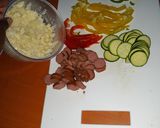 A picture of step 3 of Homemade Vegs/Smokies Pizza.