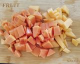 A picture of step 1 of Muskmelon and papaya salad.