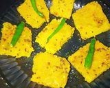 A picture of step 9 of Steamed Khaman Dhokla.