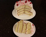 A picture of step 26 of Vanilla Lemon Raspberry Layer Cake with Whipped Cream Buttercream Frosting.