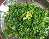 A picture of step 1 of Rai Saag / Mustard Greens.