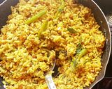 A picture of step 5 of Uggani and Mirchi Bajji.