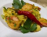 Pas rețetă Tagliatelle cu dovlecei, creveți și șofran! 4 fotografie