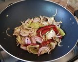 A picture of step 4 of Kathal(jackfruit) in whole spices.