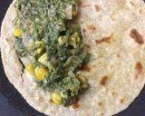 A picture of step 4 of Mexican spinach corn and cheese quesadilla.