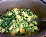 A picture of step 4 of Freanch Beans and Aloo Mater Ki Sabzi.