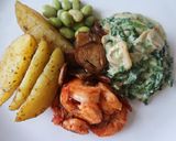 Foto langkah ke 8 dari resep Grill Shrimp with Creamed Spinach & Mushroom.
