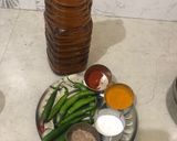 A picture of step 1 of Green chilli achar.