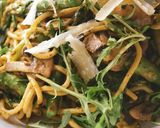 A picture of step 4 of Spaghetti With Pesto, Asparagus, Mushrooms & Rocket.