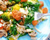 Foto del paso 6 de la receta: Salteado de verduras 🥬🥦🍄con pasta konjac y chorizo vegano💚