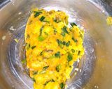 A picture of step 2 of Cone dosa with masala.