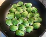 A picture of step 1 of Pan-fried Brussel Sprouts & Cheese.