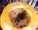 Une image de l'étape 6 de Potiron garni à la fondue savoyarde et sa fondu de potiron au jambon 😋#halloween 😱.