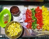A picture of step 2 of Cheese burst pizza kadai baked.