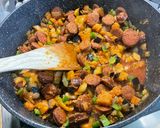 Une image de l'étape 14 de Riz aux chorizos, aubergine et poivron.