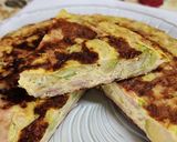 Foto del paso 9 de la receta: 🍳🍷 Tortilla de repollitos de Bruselas, cebolla, jamón, al aroma de vino blanco 🍷🍳
