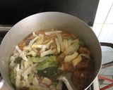 A picture of step 2 of Spaghetti with assorted meat and green pepper #kitchenhuntchallenge.