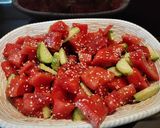 A picture of step 4 of Watermelon Salad.