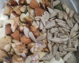 A picture of step 1 of Chikoo+dry fruits chat.