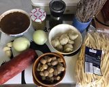 Une image de l'étape 1 de Maccheroni au chorizo champignons et coeurs d artichauts.