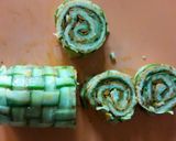 A picture of step 6 of Cucumber Weave Noodles Pinwheel Sandwich.
