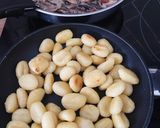 A picture of step 2 of Gnocchi with Chorizo and Mushroom Sauce.