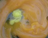 A picture of step 6 of Custard Powder Halwa cake mango flavour.