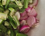 A picture of step 2 of Masala bhindi.