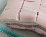A picture of step 2 of Crispy sweet and sour pork belly.
