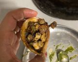 A picture of step 4 of Roti cone chaat.
