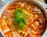 A picture of step 6 of Kimchi Army Stew (Budae Jjigae).