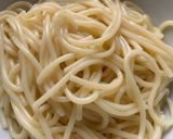 A picture of step 1 of Creamy spaghetti from left over Handi.