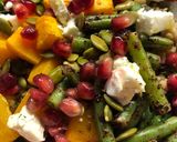 A picture of step 5 of Buddha bowl: butternut squash and green beans.