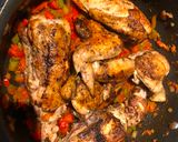 A picture of step 3 of Arroz con pollo (Rice with Chicken).