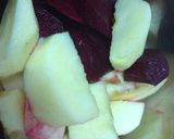 A picture of step 1 of Beetroot, apple, banana smoothie bowl.