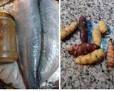 Foto del paso 1 de la receta: Asado a la parrilla de anchoa de banco al chimi con ocas asadas (papines andinos)