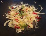 A picture of step 2 of Cavolo Nero with Rosemary and Chilli.