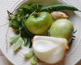 A picture of step 1 of Green Tomato chutney.