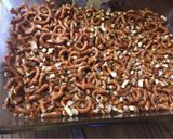 A picture of step 3 of Strawberry Pretzel Salad.