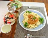 Hình bước làm 7 của món Mỳ khoai tây sốt thịt bò hoặc tôm, thịt bằm