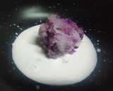 A picture of step 3 of Purple yam halwa with coconut milk.