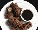 Foto langkah ke 6 dari resep Roti Jala Pisang Saus Coklat.