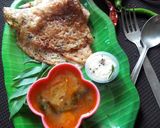 A picture of step 9 of Vermicelli dosa with sambhar chutney.