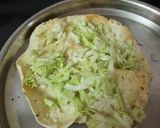 A picture of step 2 of Masala papad or salad on papad.