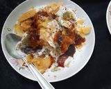 A picture of step 3 of Dahi Bhalla Papdi Chaat.