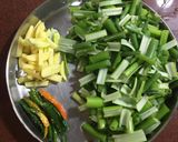 A picture of step 1 of Onion Flower Stalks dry Curry.