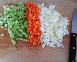A picture of step 1 of Bolognese Ragu with Spaghetti.