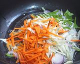 A picture of step 1 of Veg Hakka Noodles.