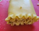 A picture of step 7 of Bourbon barbecue chicken lasagna roll ups.