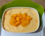 A picture of step 6 of Vanilla custard with mango cubes 🥭🍨.